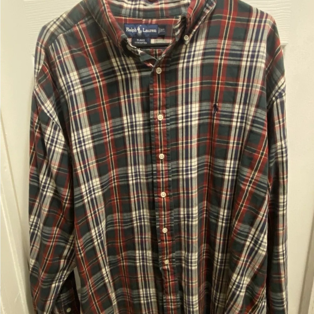 Ralph Lauren Red and Green Casual Button Down Shirt